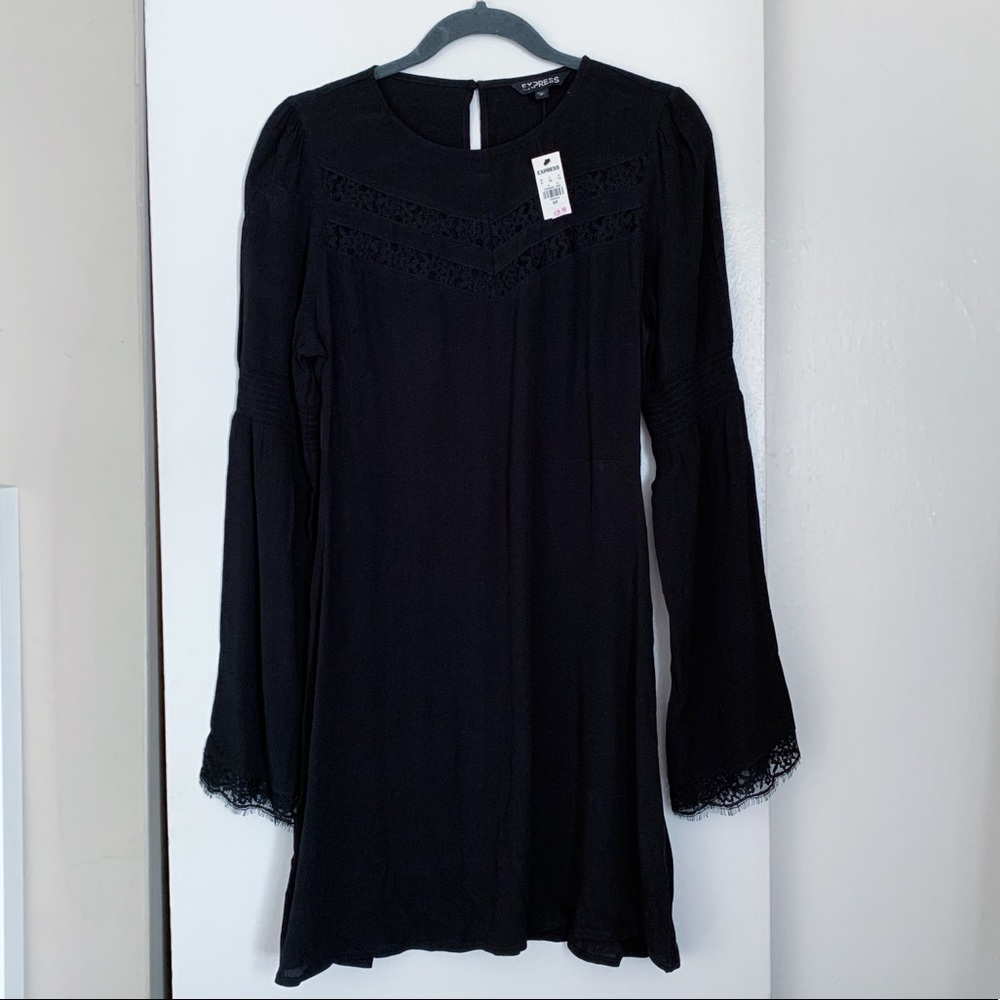 Express Black Lace Trim Dress